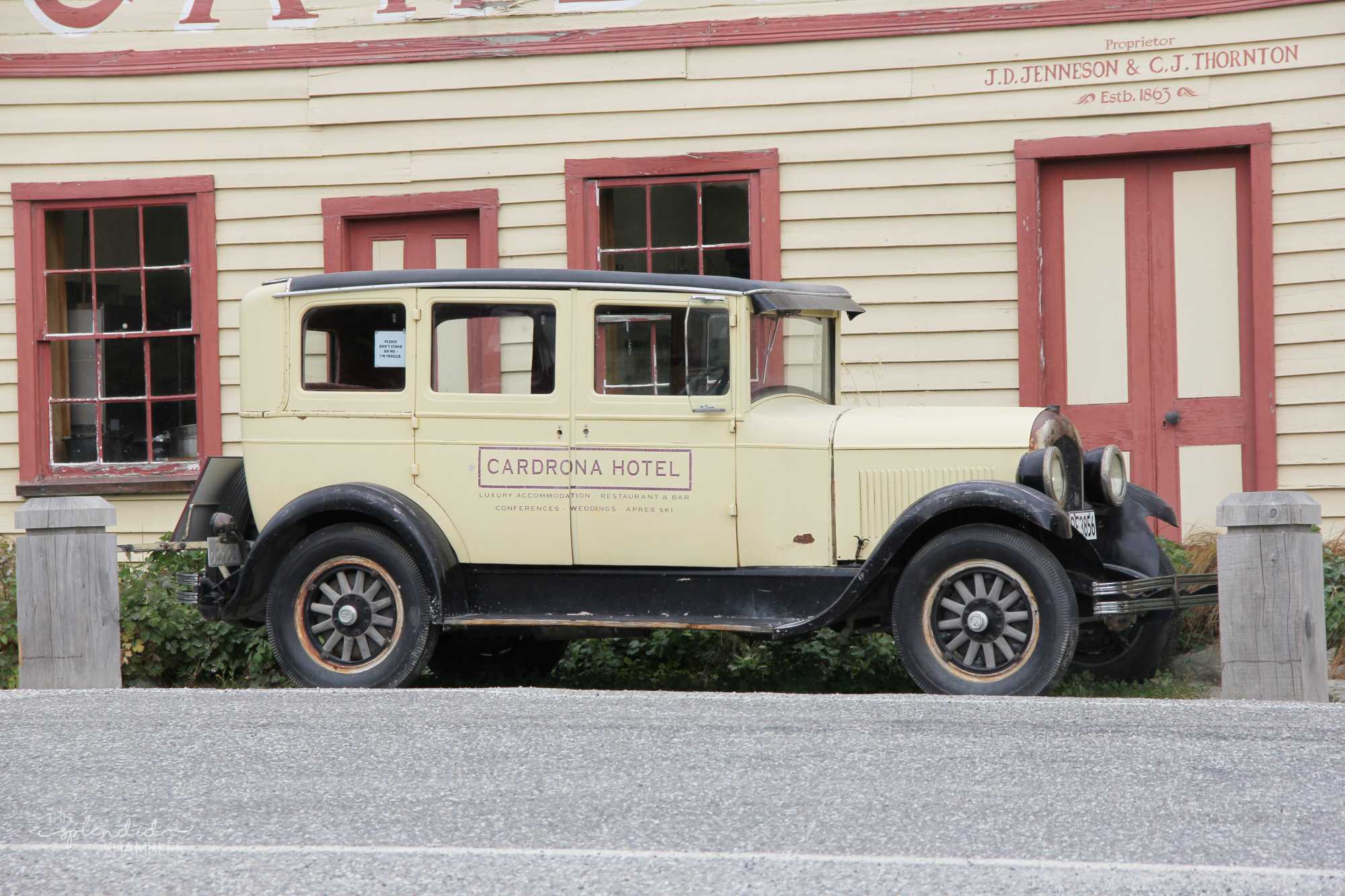 Old car outside an old building. Cardrona, Otago. Things to do in Queenstown, New Zealand.