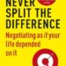 Never Split the Difference by Chris Voss book cover. Yellow and read book, with a target in the bottom right hand side.
