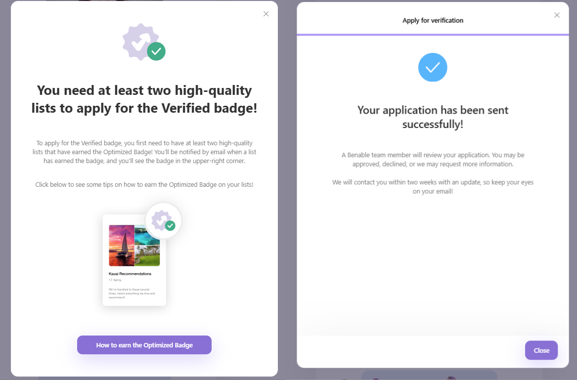 Benable - getting verified steps