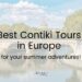Low opacity image of the Vatican, with a river and bridge in the foreground. "Best Contiki Tours Europe for your summer adventures" written over the top.